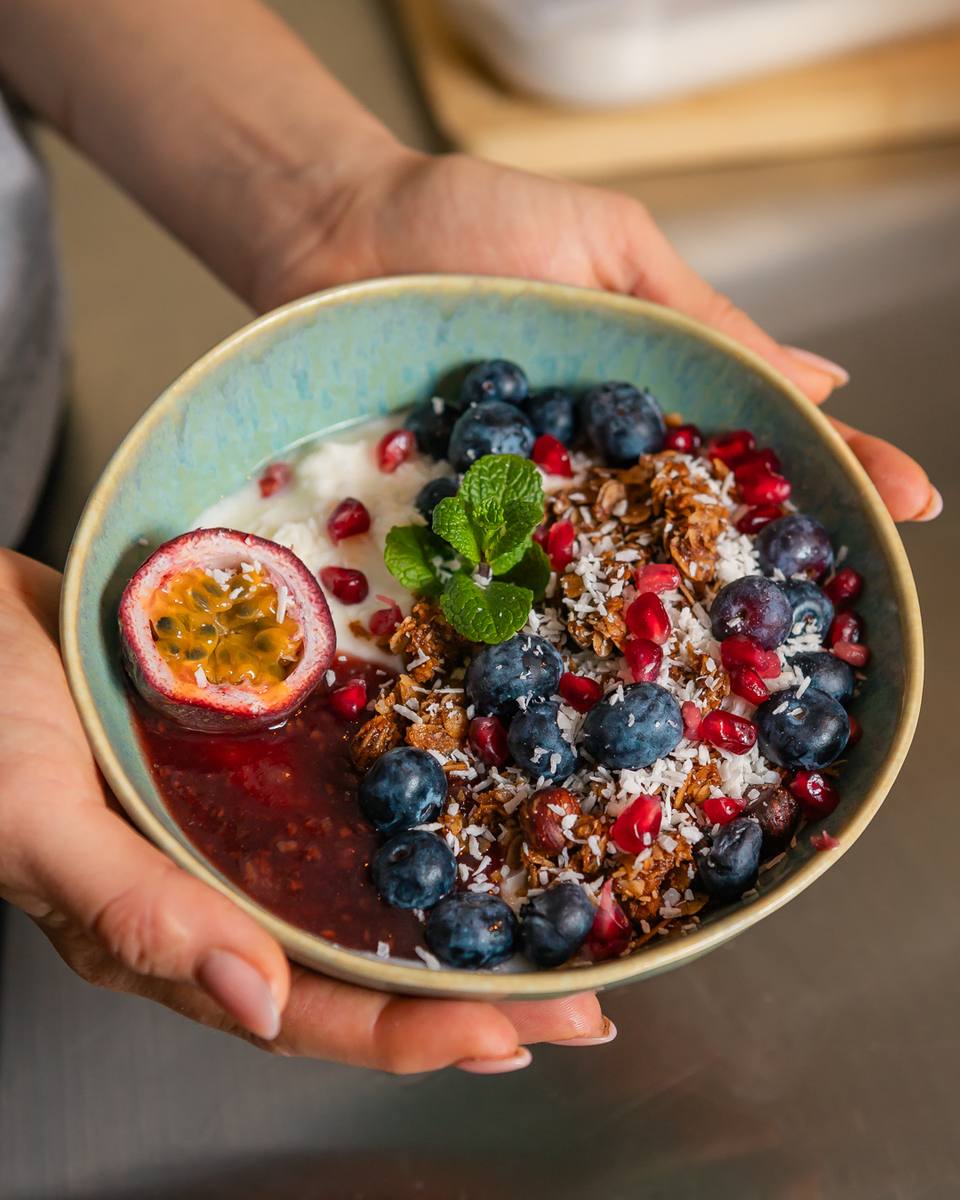 Homemade granola bowl