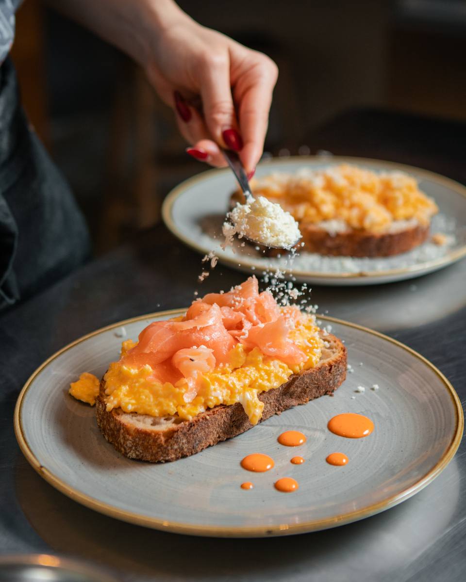 Chef preparing salmon dish